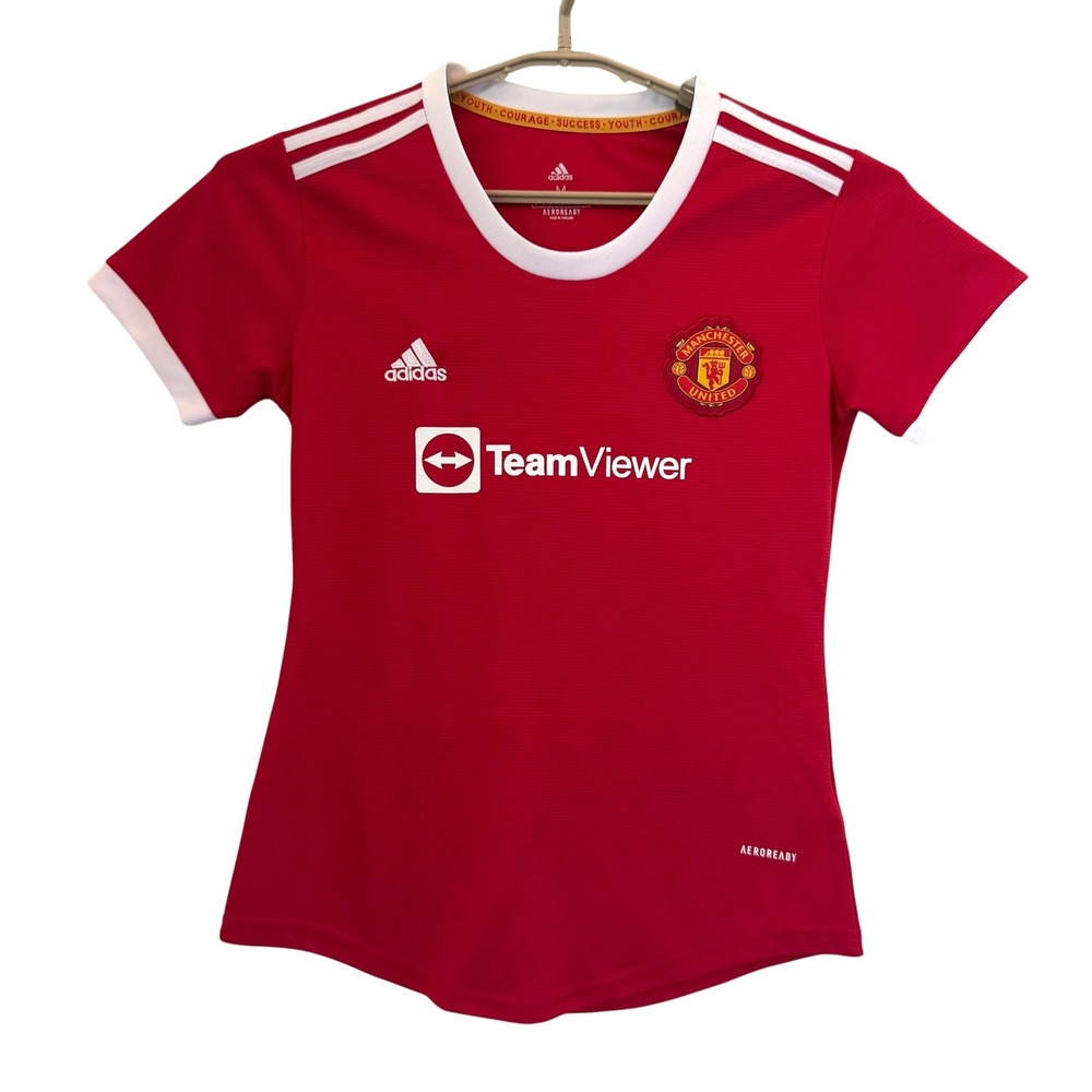 Adidas Manchester United 2021-22 Home Jersey Red Girls Medium AEROREADY FI5295